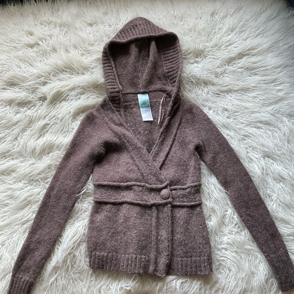 Anthropologie Aphorism Wool/Mohair/Alpaca Blend Hooded Cardigan